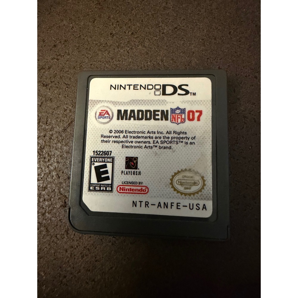 Madden NFL 07 Nintendo DS EA Sports Football Game Cartridge NTR-ANFE-USA